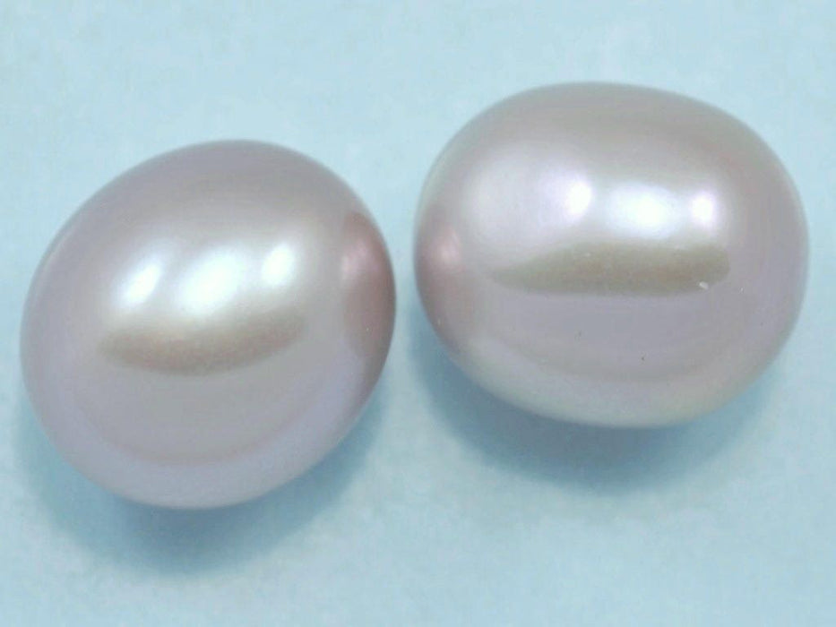 Half-drilled paired  Mauve /Peach or Pink Teardrop Oval Rice  Freshwater Pearls AAA- For making earrings or pendants