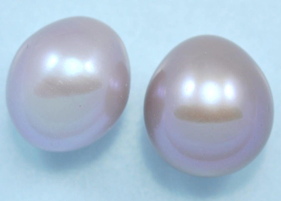 Half-drilled paired  Mauve /Peach or Pink Teardrop Oval Rice  Freshwater Pearls AAA- For making earrings or pendants