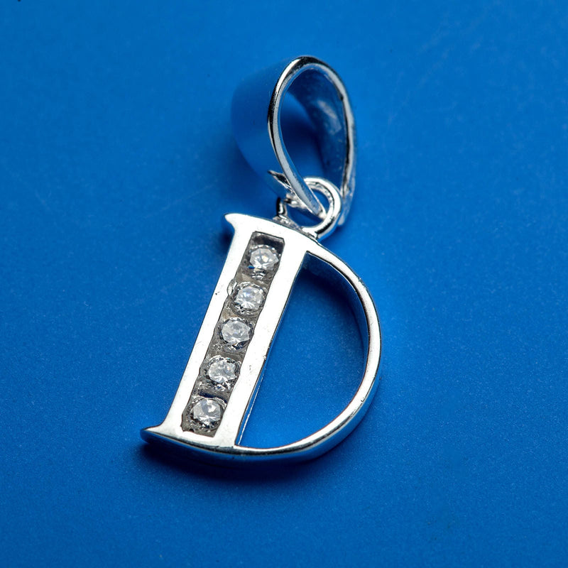 Alphabet letters genuine 925 Sterling Silver with CZ Crystal for use as a charm or pendant