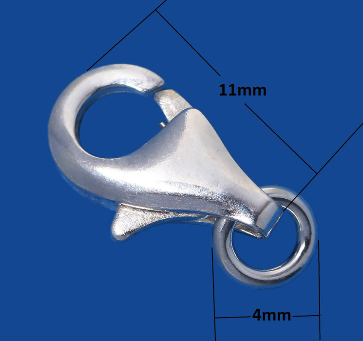 Solid 925 Sterling Silver Lobster Clasps 9 mm up to 13 mm - Parrot Clasps Sterling Silver 925 -  Carabiner Clasp