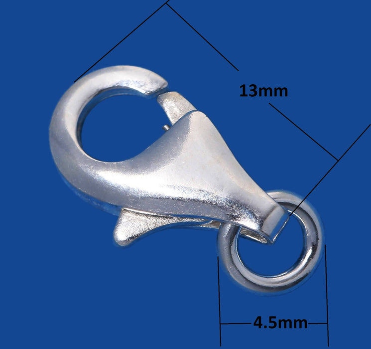 Solid 925 Sterling Silver Lobster Clasps 9 mm up to 13 mm - Parrot Clasps Sterling Silver 925 -  Carabiner Clasp