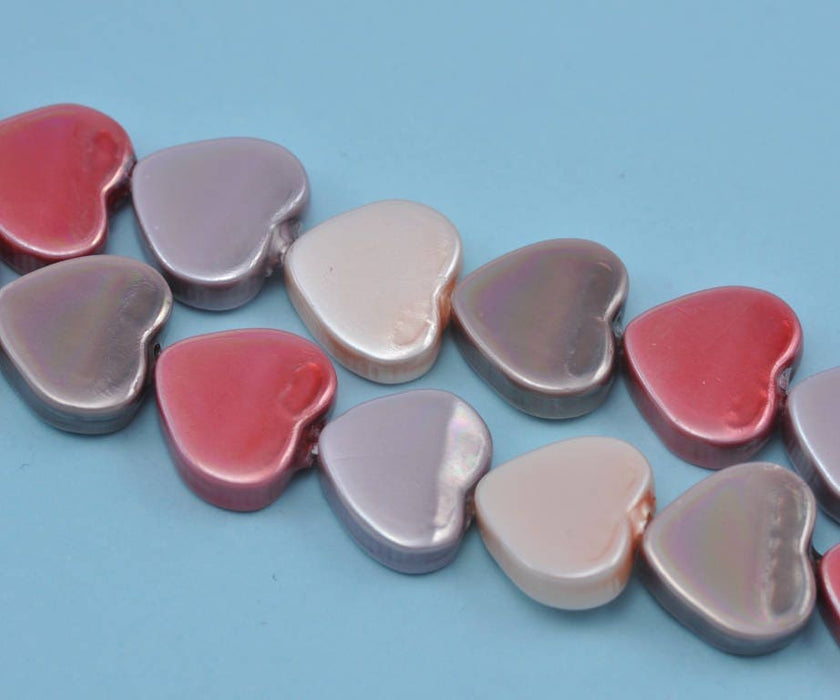 11mm Heart Sea Shell Faux Pearl Beads for Jewellery Making - 1 String