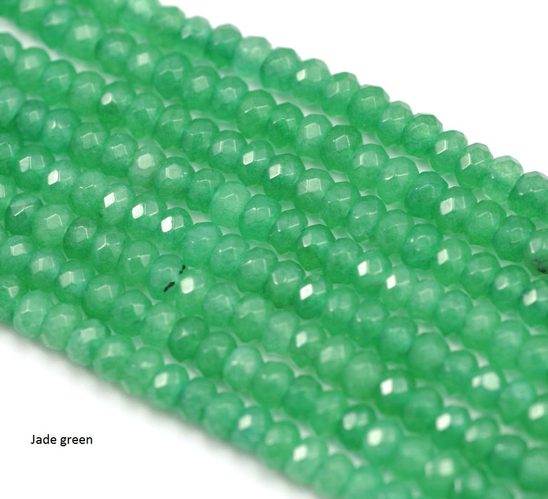 Blues, greens,  black and white 4 mm faceted rondelle agate semi-precious gemstone beads for Jewellery making .