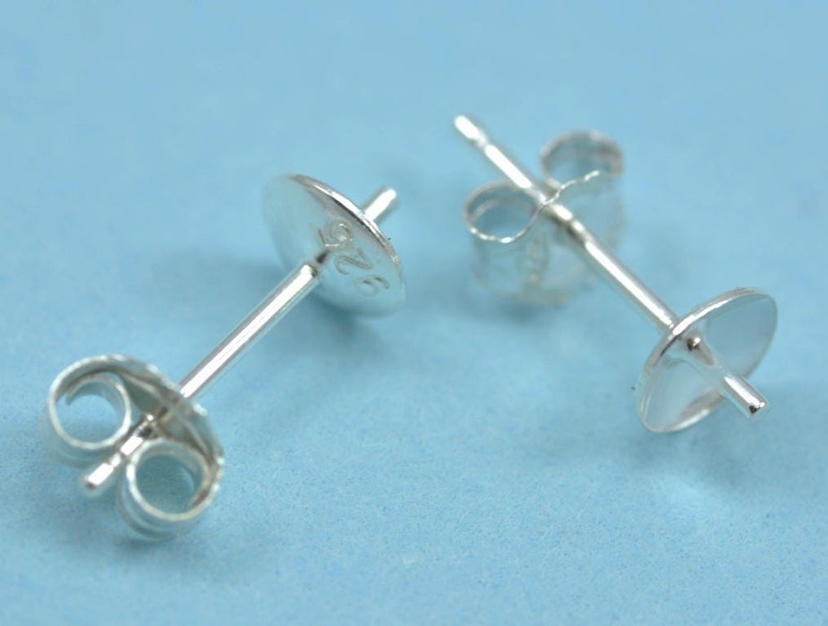 Earring Posts 3mm, 4mm and 5mm 925 Sterling Silver Bowl Stud Findings for Jewellery Making Craft