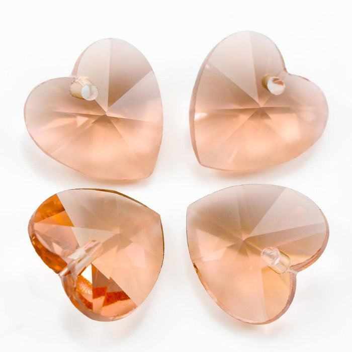 Pendant heart faceted cut glass crystal beads 14 mm for jewellery making and crafts . 12 in a pack