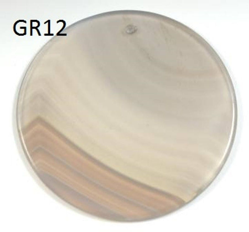 Agate gemstone pendant , 1 x large natural round Slice to use as a  focal bead , each one is 50 mm diameter , grey in colour