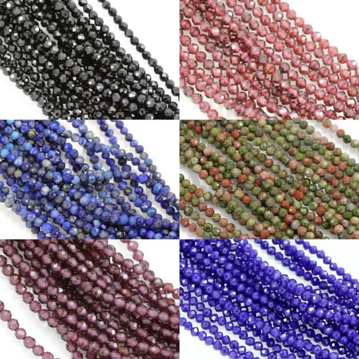 Size 2mm Faceted Round Semi-precious Gemstone Spacer Beads for Jewellery Making