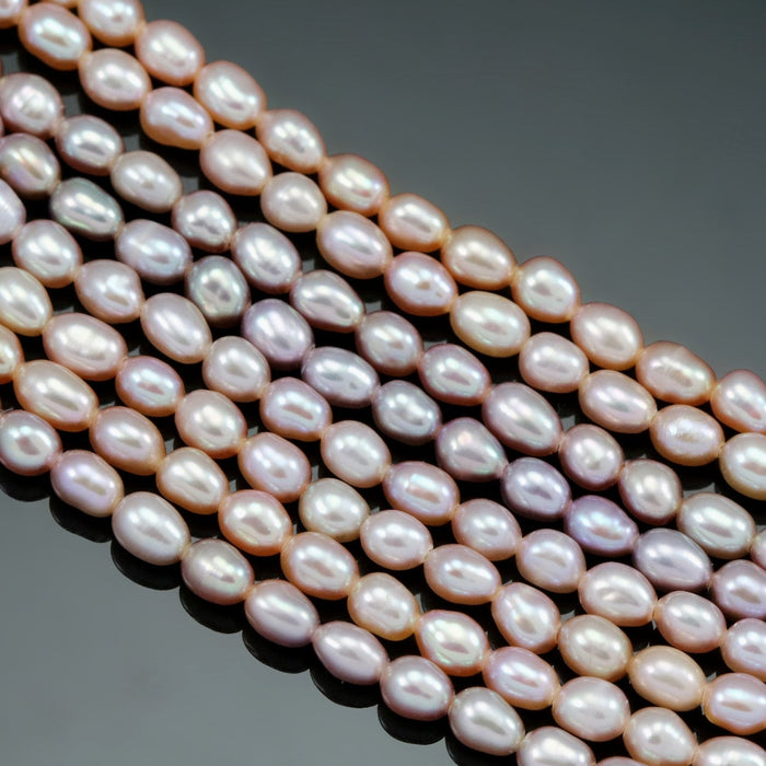 Small Dusty Peach Pink Rice Freshwater Pearls Oval Loose Beads for Jewellery Making AA