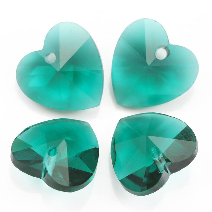 Pendant heart faceted cut glass crystal beads 14 mm for jewellery making and crafts . 12 in a pack