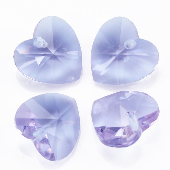 Pendant heart faceted cut glass crystal beads 14 mm for jewellery making and crafts . 12 in a pack