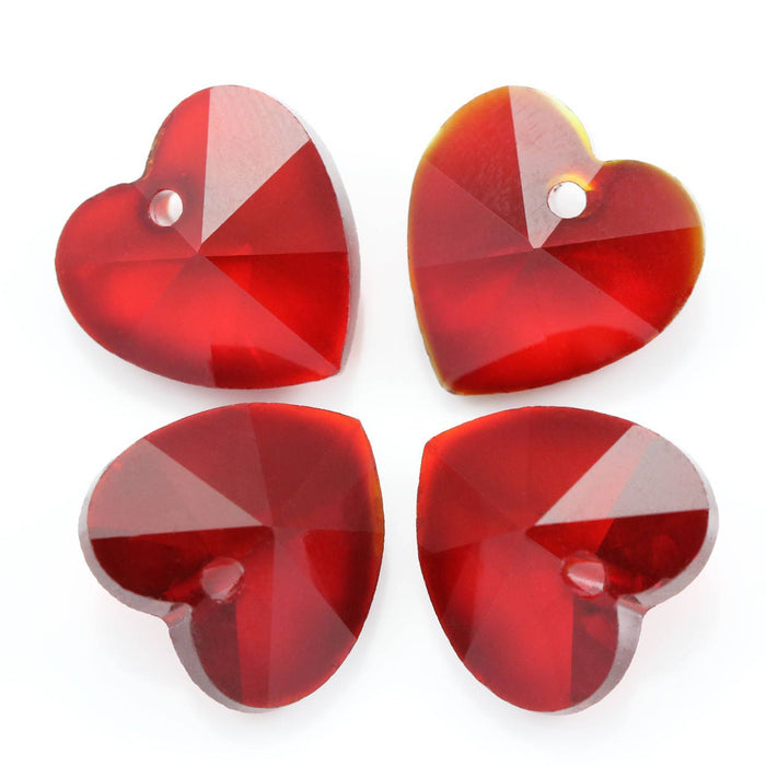 Pendant heart faceted cut glass crystal beads 14 mm for jewellery making and crafts . 12 in a pack