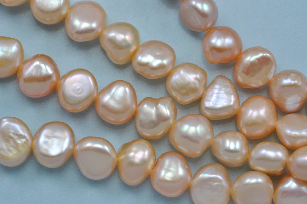 8 - 9 mm Peach Champagne pink Baroque Nugget Freshwater Pearls Beads AA