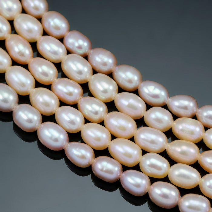 5 - 6 mm Dusty Peach Pink Rice Freshwater Pearls Oval Loose Beads for Jewellery Making A