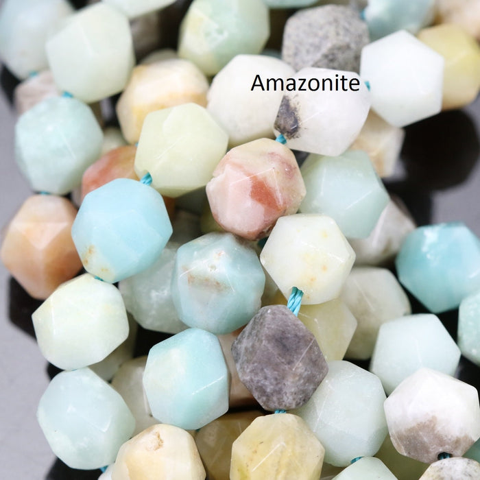 10 mm Faceted Nugget Star Cut Semi-precious Gemstone Beads for Jewellery Making