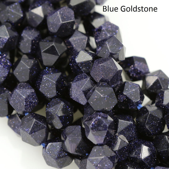 10 mm Faceted Nugget Star Cut Semi-precious Gemstone Beads for Jewellery Making