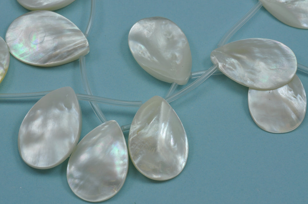 Ivory White Flat Teardrop Head-drilled Sea Shell Mother of Pearl Beads for Craft