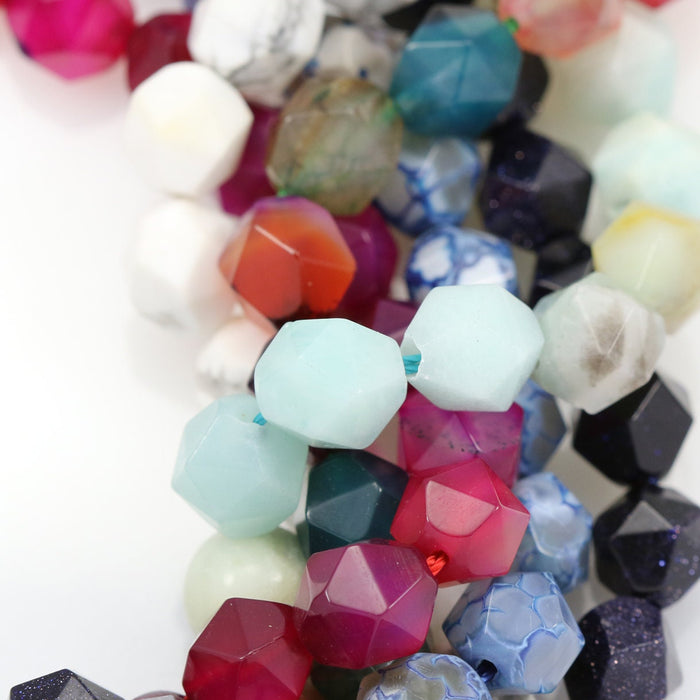 10 mm Faceted Nugget Star Cut Semi-precious Gemstone Beads for Jewellery Making