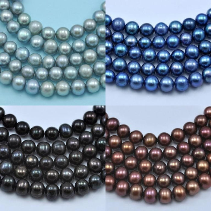 6-7 mm Near Round Blue or Taupe freshwater Pearls Beads A