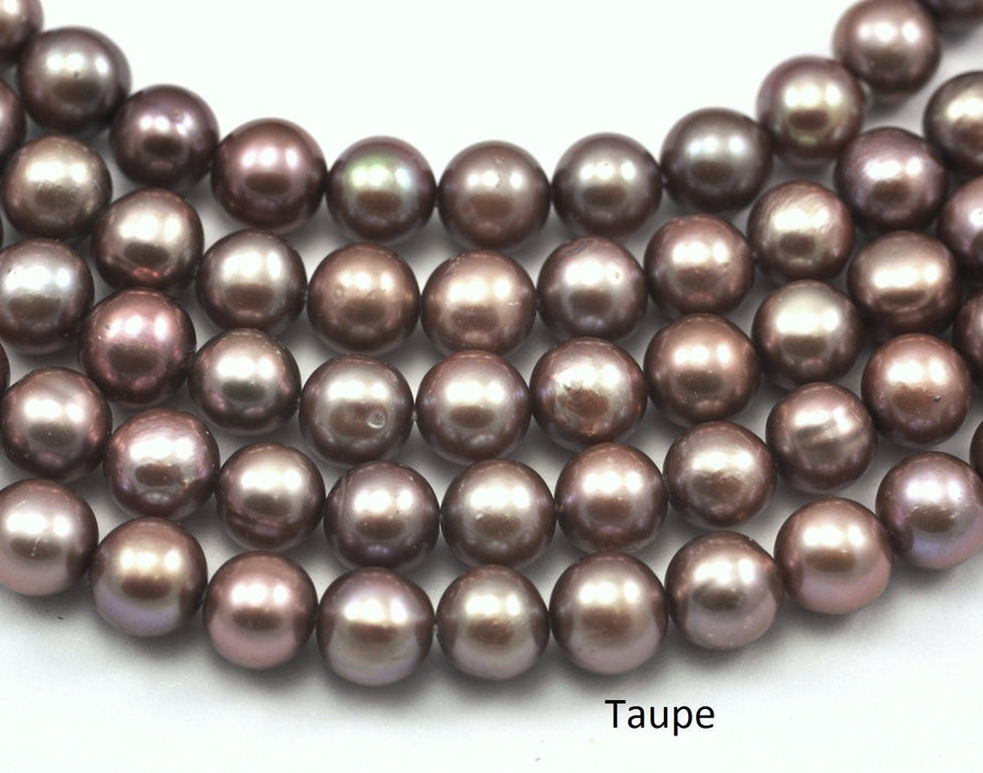 6-7 mm Near Round Blue or Taupe freshwater Pearls Beads A