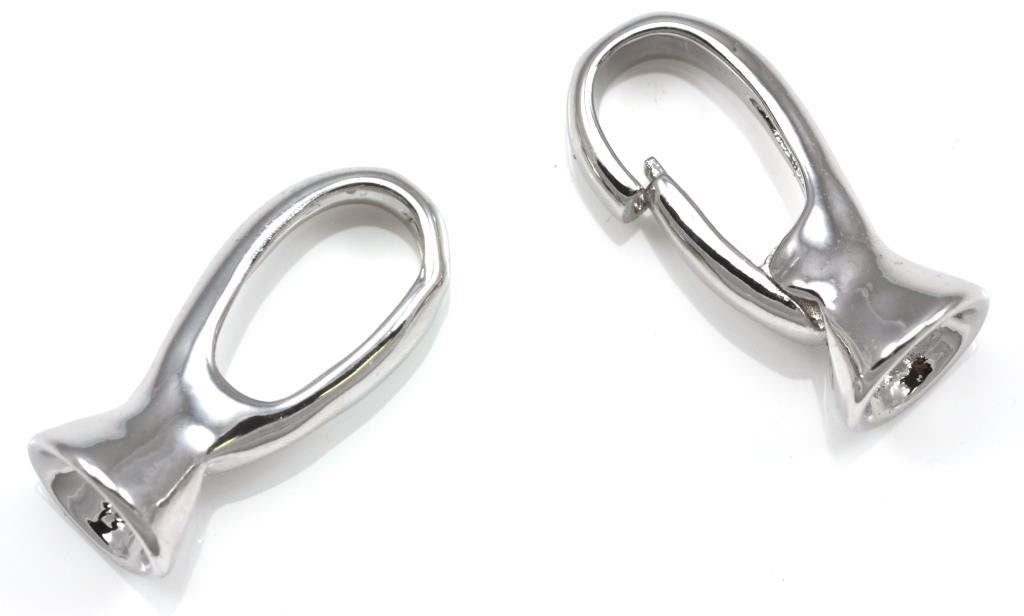 Silver tone platinum plated heavy duty strong push-in open clasps