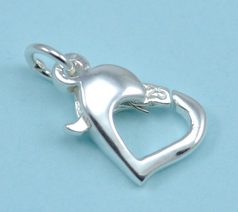 Genuine 925 Sterling Silver Heart Lobster Trigger Clasp Jewellery Findings Fastener 11mm