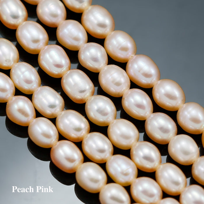 5 - 6 mm Dusty Peach Pink Rice Freshwater Pearls Oval Loose Beads for Jewellery Making A