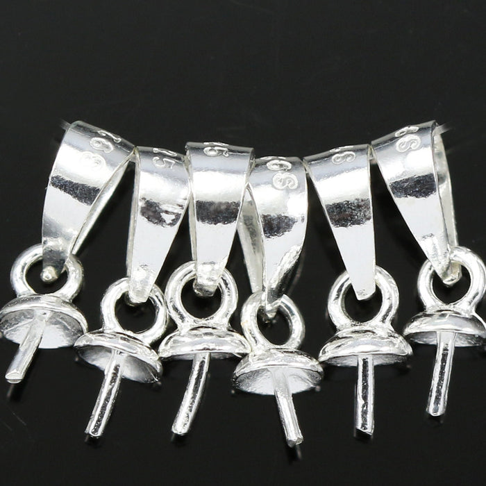 Pendant Bails with Pin Cup Bead Cap 4mm and 5mm 925 Sterling Silver  Jewellery Findings