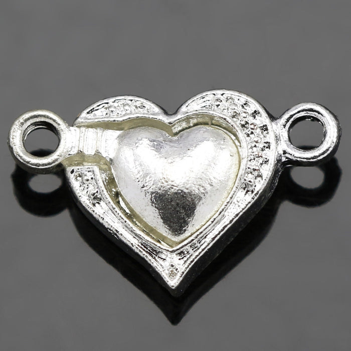 5x Silver / Gold Plated Strong Magnetic Heart Clasps for Jewellery Making