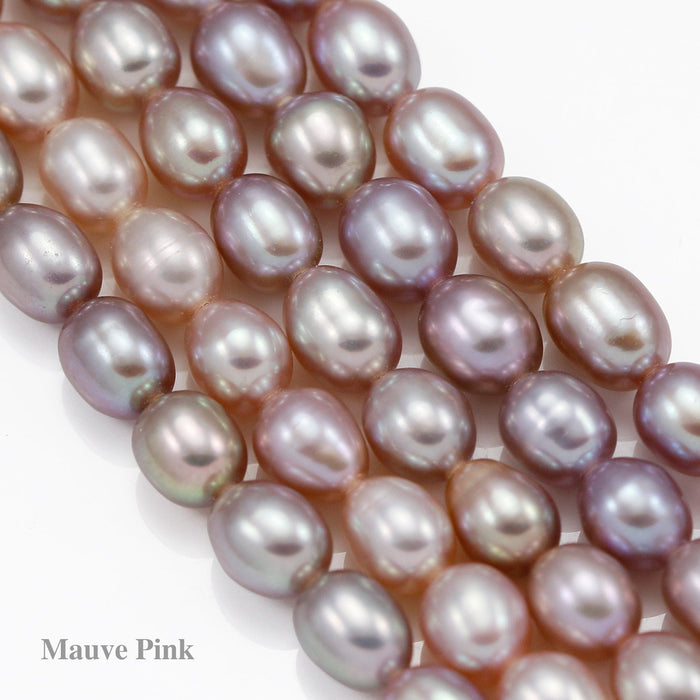 5 - 6 mm Dusty Peach Pink Rice Freshwater Pearls Oval Loose Beads for Jewellery Making A