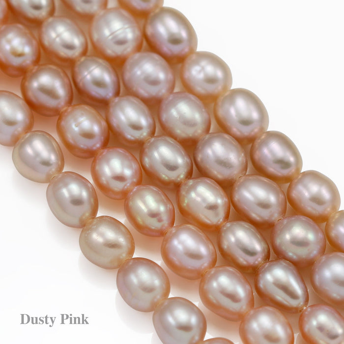 5 - 6 mm Dusty Peach Pink Rice Freshwater Pearls Oval Loose Beads for Jewellery Making A