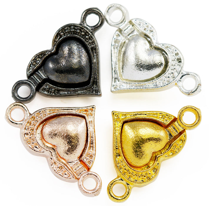 5x Silver / Gold Plated Strong Magnetic Heart Clasps for Jewellery Making