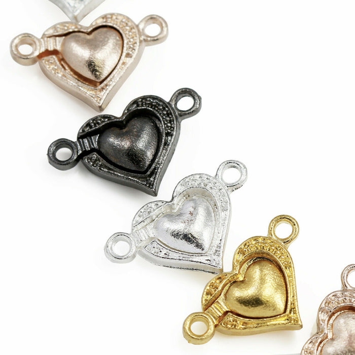 5x Silver / Gold Plated Strong Magnetic Heart Clasps for Jewellery Making