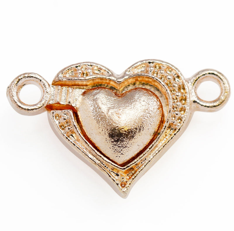 5x Silver / Gold Plated Strong Magnetic Heart Clasps for Jewellery Making
