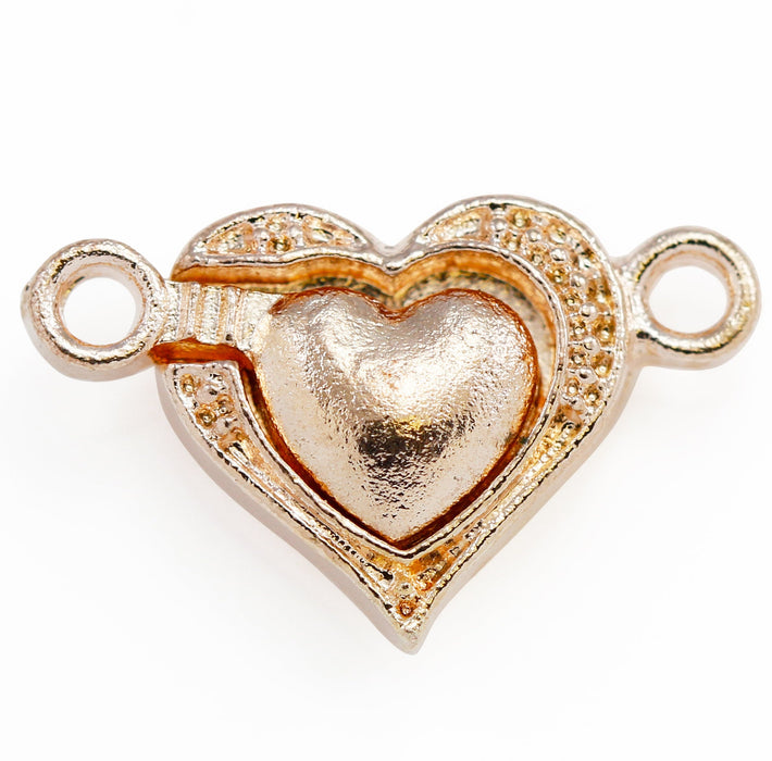 5x Silver / Gold Plated Strong Magnetic Heart Clasps for Jewellery Making