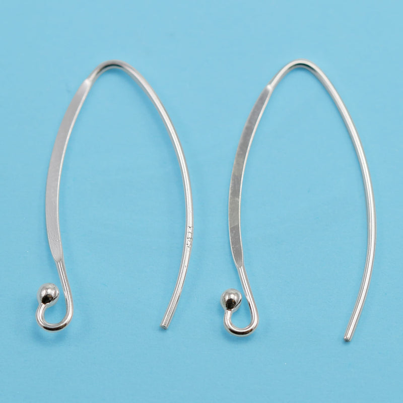 Solid 925 Sterling Silver Marquise French Earring Wires Hooks V-Shaped Jewellery Findings