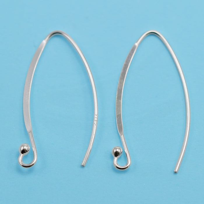 Solid 925 Sterling Silver Marquise French Earring Wires Hooks V-Shaped Jewellery Findings