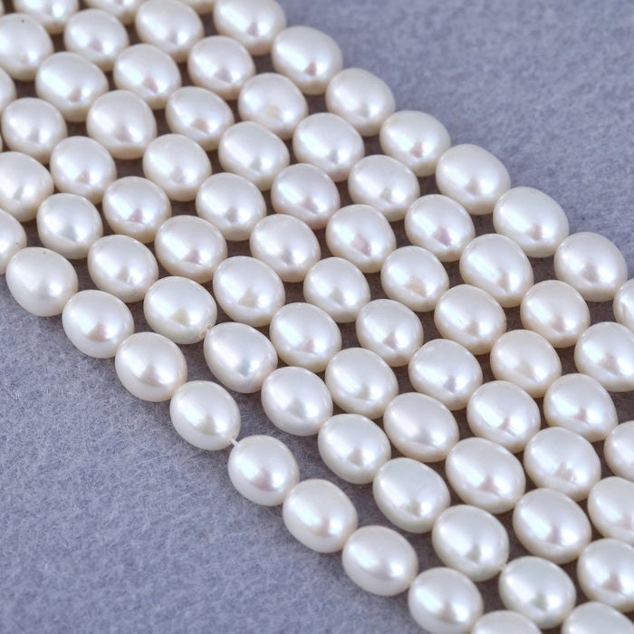 Ivory White Rice Oval Teardrop Freshwater Pearls Beads AA for Jewellery Making Craft