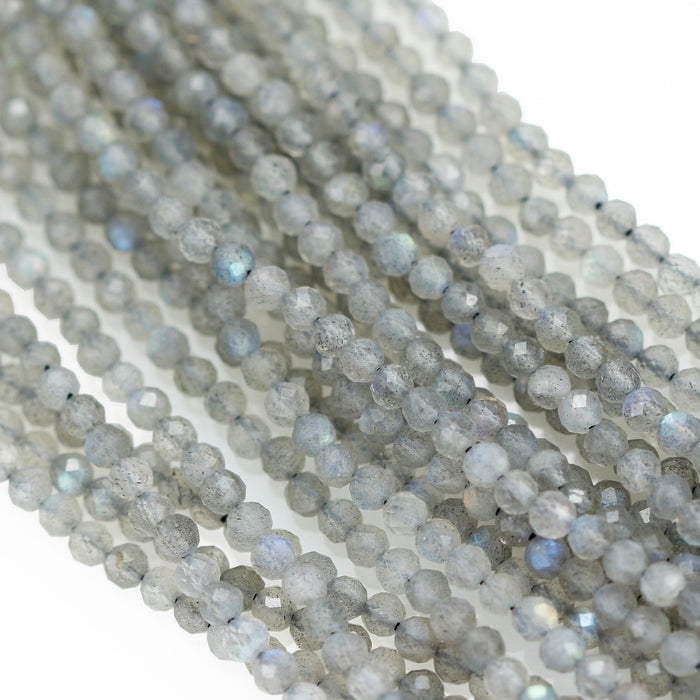 Size 2mm Faceted Round Semi-precious Gemstone Spacer Beads for Jewellery Making