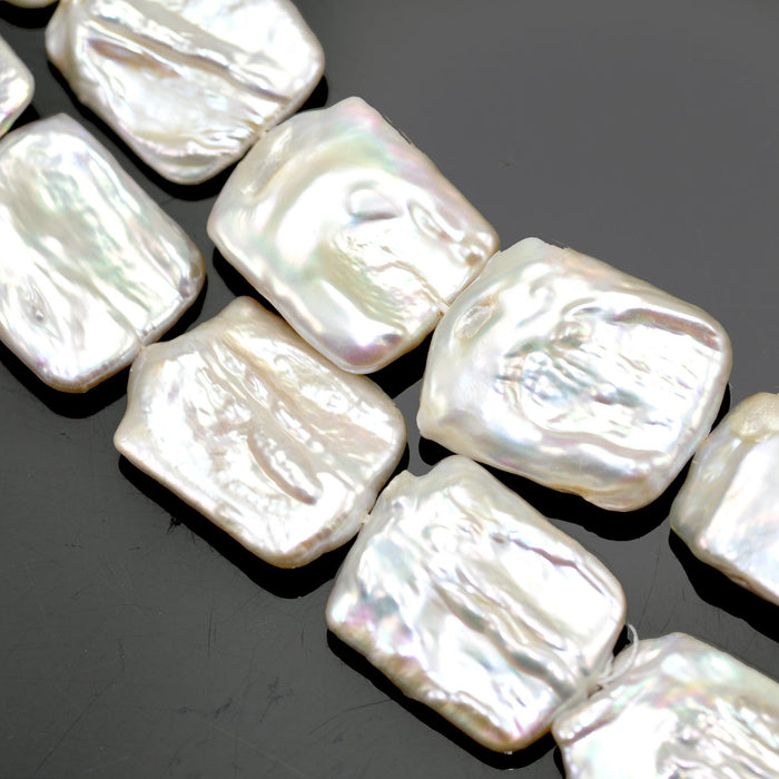 Large Nucleated White Rectangular Freshwater Pearls Jewellery Making 18-20mm