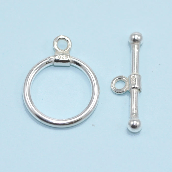 Solid 925 Sterling Silver Toggle Clasp Ring T Bar for Necklace Making Strong 15mm