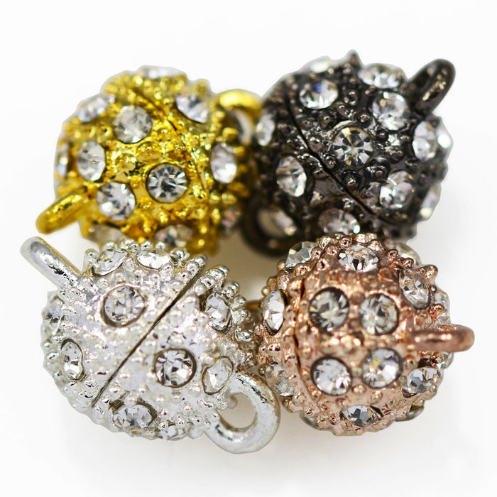 5x Rhinestone Crystal Silver / Gold Plated Strong Magnetic Round Ball Clasps