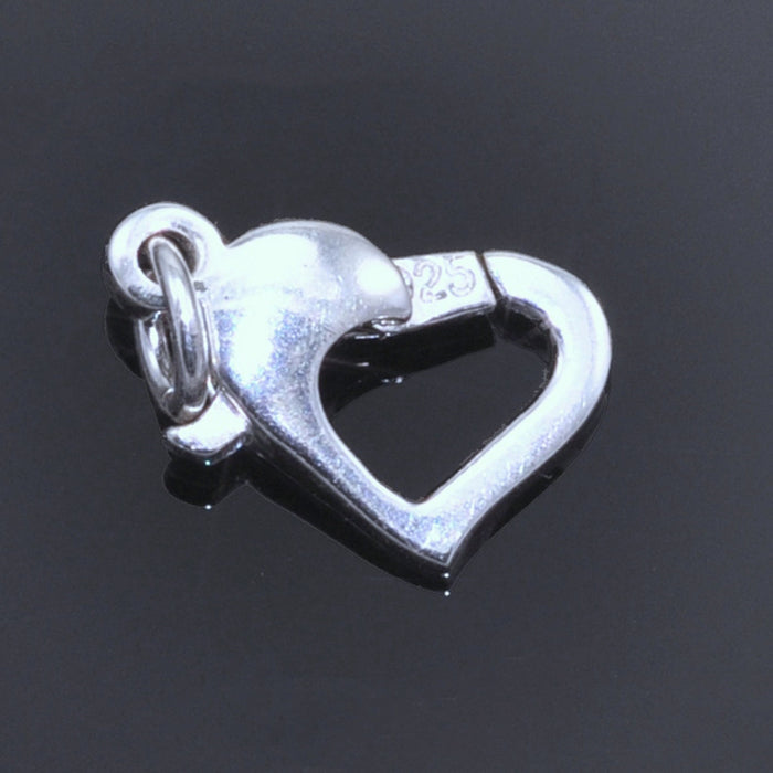 Genuine 925 Sterling Silver Heart Lobster Trigger Clasp Jewellery Findings Fastener 11mm