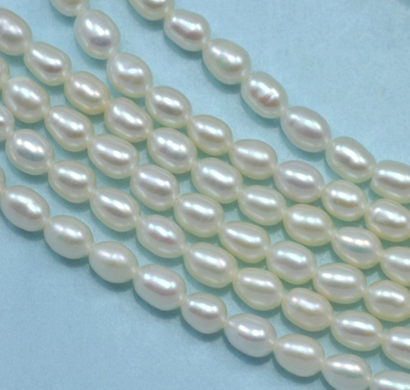 Ivory White Rice Oval Teardrop Freshwater Pearls Beads for Jewellery Making