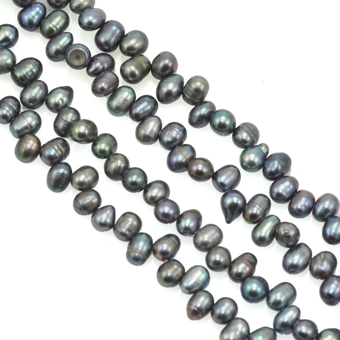 Side-drilled Head-drilled Oval Rice Freshwater Pearls 6-7 mm