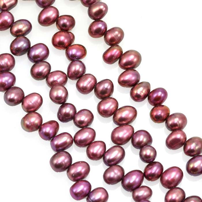 Side-drilled Head-drilled Oval Rice Freshwater Pearls 6-7 mm