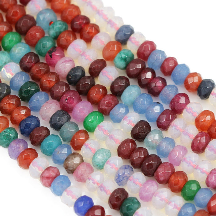 4 mm faceted rondelle agate semi-precious gemstone beads for Jewellery making , in a choice of Pinks , purples , reds and orange