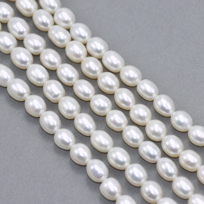 Ivory White Rice Oval Teardrop Freshwater Pearls Beads for Jewellery Making