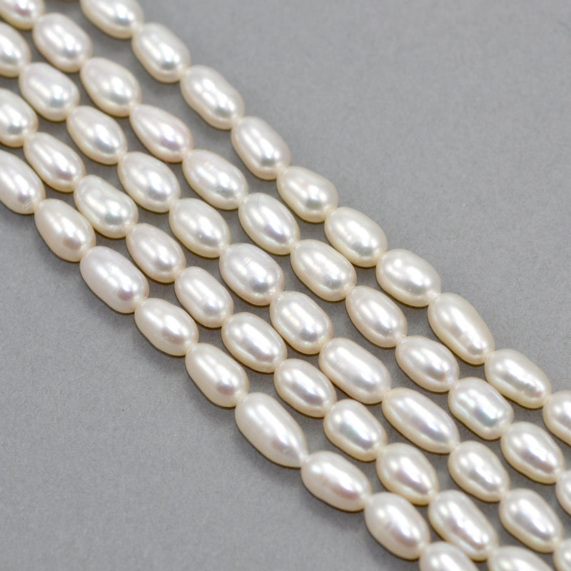 Long Ivory White Rice Oval Teardrop Freshwater Pearls Beads for Jewellery Making