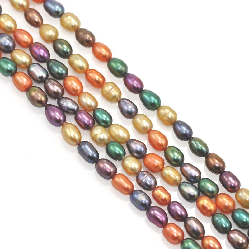 6-7 mm Rice Oval Genuine Freshwater Pearls Beads for Jewellery Making