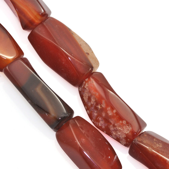 6 Pcs Huge Chunky Faceted Oblong Agate Semi-precious Gemstone Beads Jewellery Making